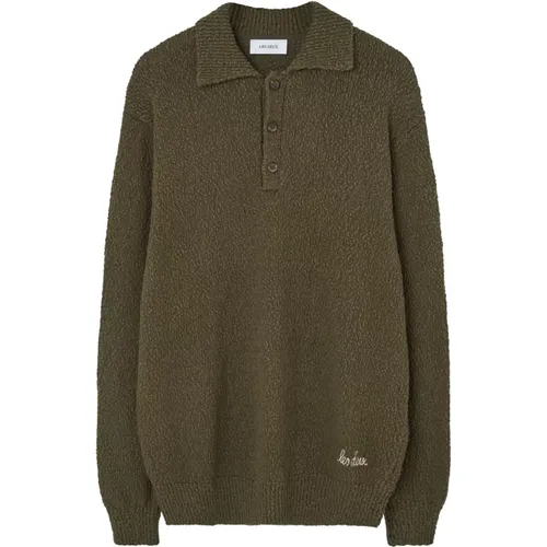 Grüner Button-Up Jersey Pullover , Herren, Größe: M - Les Deux - Modalova