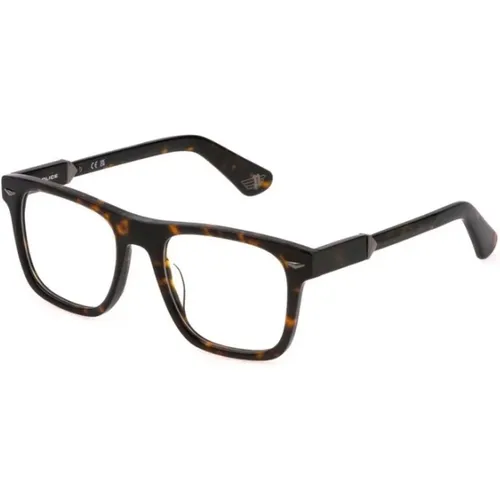 Stylish Shiny Dark Havana Glasses , unisex, Sizes: 52 MM - Police - Modalova