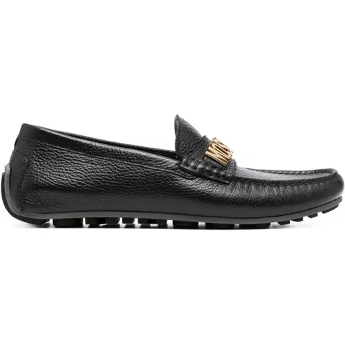 Schwarze flache Schuhe stilvolles Design , Herren, Größe: 40 EU - Moschino - Modalova