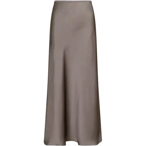 Flattering Sateen Skirt - Warm Grey , female, Sizes: L, XS - NEO NOIR - Modalova