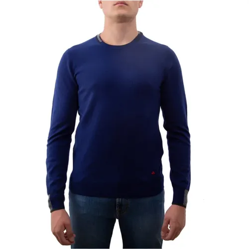 Slim Fit Sweatshirt aus Wollmischung mit kontrastierenden Kanten und gesticktem Logo , Herren, Größe: S - Peuterey - Modalova