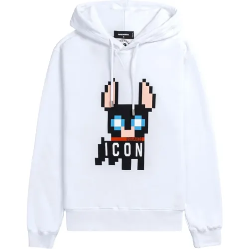 Black Sweaters with Icon Cool Hoodie , male, Sizes: M - Dsquared2 - Modalova