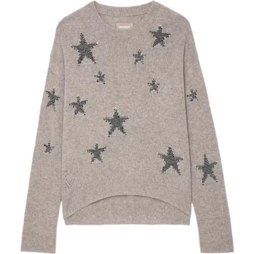 Stars Tweed Sweater - Latte , female, Sizes: S, M, L - Zadig & Voltaire - Modalova