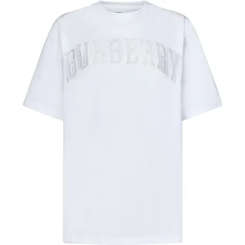 Weiße T-Shirts und Polos mit Baseballkappe , Damen, Größe: M - Burberry - Modalova