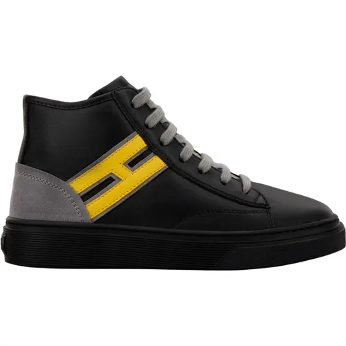 Schwarze Ledersneakers für Kinder - Hogan - Modalova