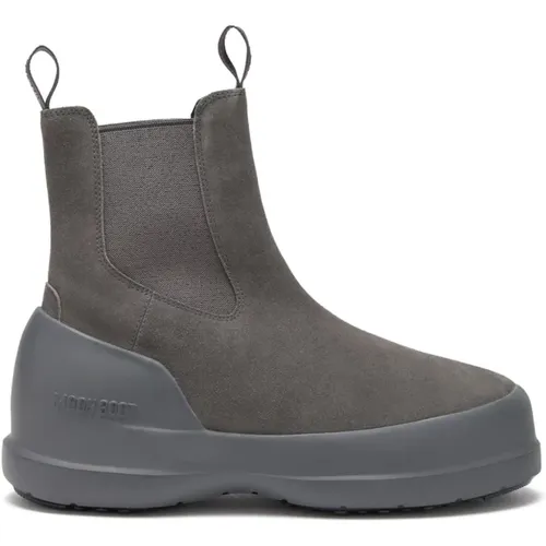 Graue Wildleder Slip-On Stiefel , Herren, Größe: 41 EU - moon boot - Modalova