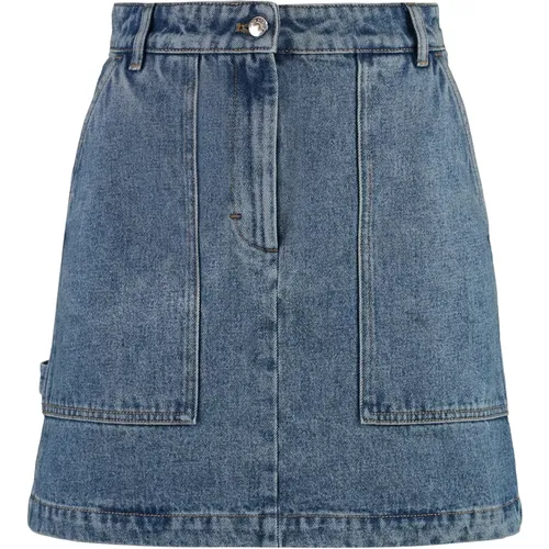 Fox Patch Denim Mini Rock , Damen, Größe: W25 - Maison Kitsuné - Modalova