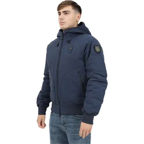 Blaue Military Style Steppjacke , Herren, Größe: 2XL - Blauer - Modalova