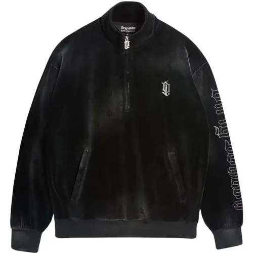 Schwarze Velours Half Zip Track Jacke , Herren, Größe: S - Juicy Couture - Modalova