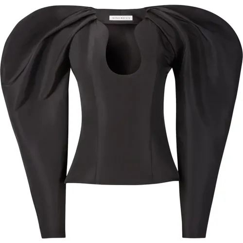 Schwarzes Taffeta Top mit Cocoon-Ärmeln - Nina Ricci - Modalova