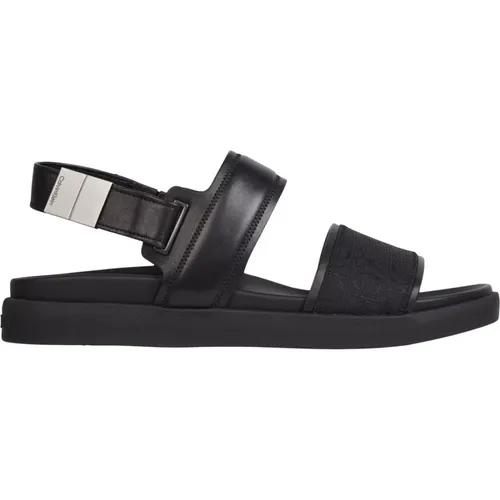 Sleek Leather Men`s Flat Sandals , male, Sizes: 11 UK, 10 UK - Calvin Klein - Modalova