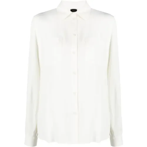 Silk Blend Shirt with Classic Collar , female, Sizes: S, L - pinko - Modalova