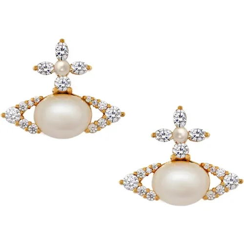 ADA Earrings Gold/White/Creamrose , female, Sizes: ONE SIZE - Vivienne Westwood - Modalova