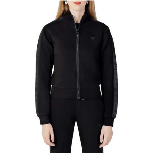 Schwarzer Sweatshirt mit Reißverschluss , Damen, Größe: L - Guess - Modalova