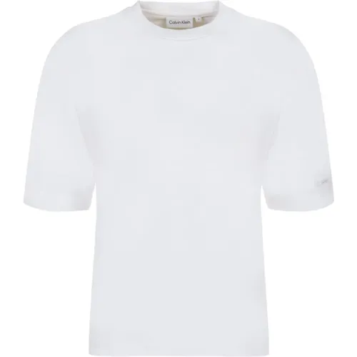 Weißes Bio-Baumwoll-T-Shirt , Damen, Größe: XS - Calvin Klein - Modalova