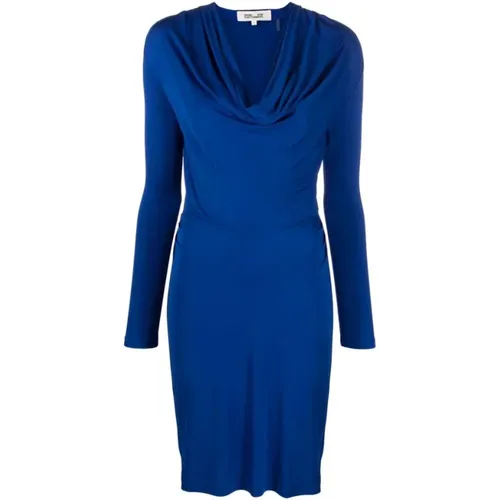 Königsblaues Jerseykleid mit Drapierung , Damen, Größe: S - Diane Von Furstenberg - Modalova