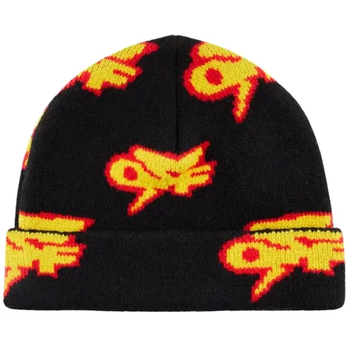 Yellow Thunder Logo Beanie , male, Sizes: ONE SIZE - Off White - Modalova