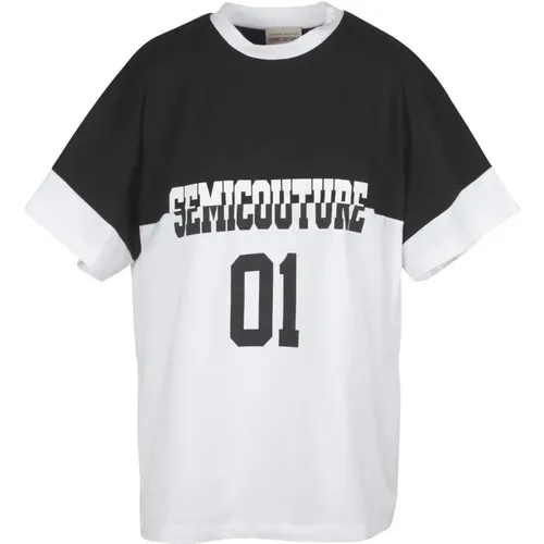 Ellie T-Shirt , female, Sizes: S, M, L - Semicouture - Modalova