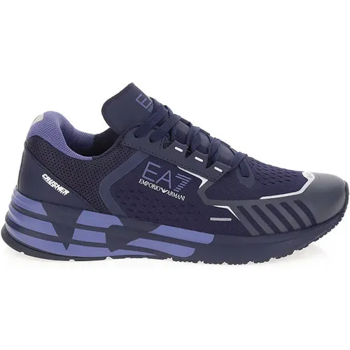 Navy Sneakers Round Toe Mesh , male, Sizes: 10 UK, 6 UK, 8 2/3 UK, 10 2/3 UK - Emporio Armani EA7 - Modalova