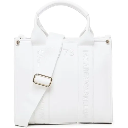Weiße Tasche mit Besticktem Logo - V73 - Modalova