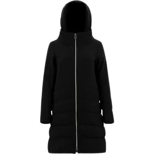 Wool and Melton Twill Coat with Removable Hood , female, Sizes: XL - Herno - Modalova
