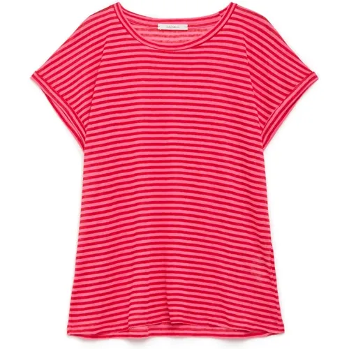 Gestreiftes Leinen Jersey T-Shirt , Damen, Größe: L - Maliparmi - Modalova