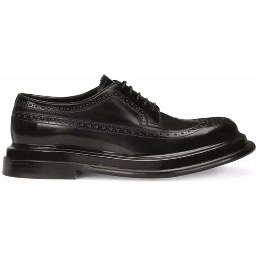 Leather Derbies with Perforated Detail , male, Sizes: 10 UK, 5 UK - Dolce & Gabbana - Modalova