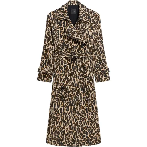 Leopardenwollmuster Trenchcoat - Theory - Modalova