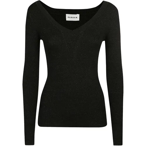 Ribbed-Knit Jumper with Lurex , female, Sizes: L, XS - P.a.r.o.s.h. - Modalova