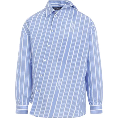 Blue Silk Striped Shirt Ss24 , male, Sizes: L, M, XL - Jacquemus - Modalova
