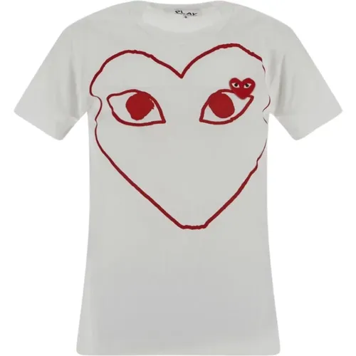 Embroidered Heart Polo , female, Sizes: S - Comme des Garçons Play - Modalova