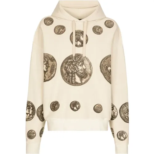Coin Print Inside-Out Hoodie - Roma Collection , male, Sizes: S - Dolce & Gabbana - Modalova