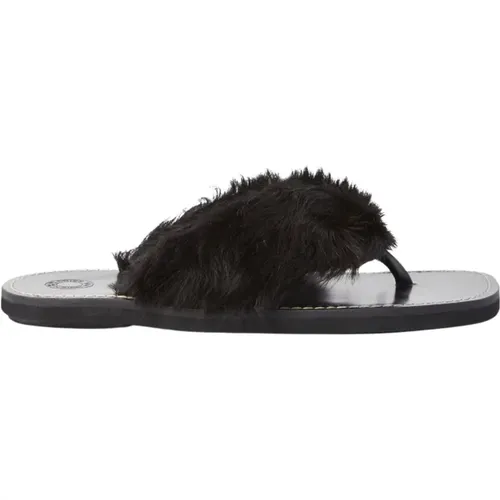 Pony Hair Embellished Slides , male, Sizes: 10 UK - Dries Van Noten - Modalova