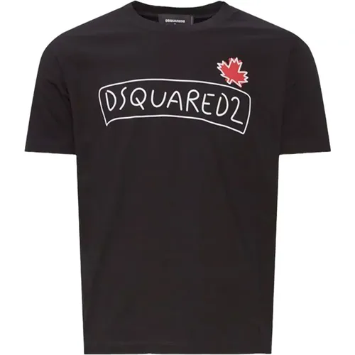 Schwarzes Logo Tee Regular Fit , Herren, Größe: 2XL - Dsquared2 - Modalova