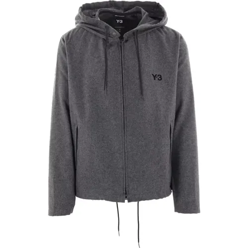 Grauer Kapuzenpullover aus Flanell , Herren, Größe: L - Y-3 - Modalova