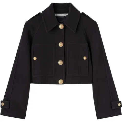 Stylish Cropped Coat in Midnight , female, Sizes: XS, 2XS - Palm Angels - Modalova