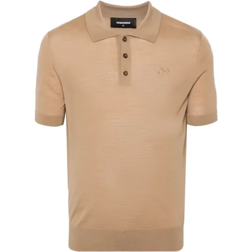 Ribbed Wool Polo with Embroidered Logo , male, Sizes: 2XL - Dsquared2 - Modalova