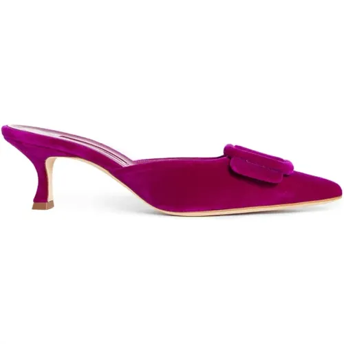 Rosa Samt Kitten Heel Schuhe , Damen, Größe: 38 1/2 EU - Manolo Blahnik - Modalova