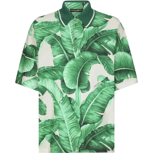 Banana-tree Print Polo Shirt , Herren, Größe: S - Dolce & Gabbana - Modalova