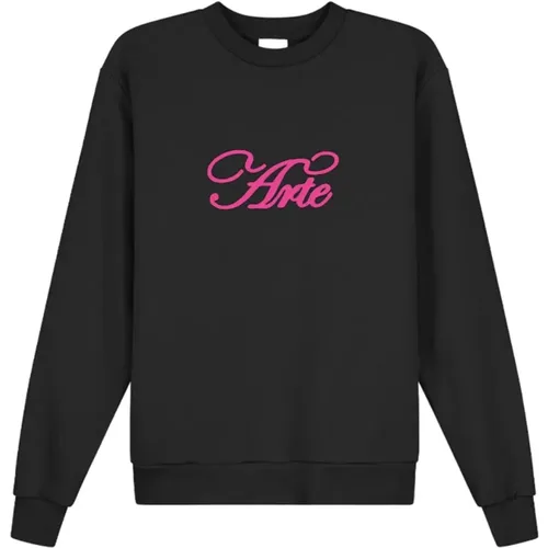 Schwarzer Baumwoll-Logo-Crewneck-Sweatshirt , Herren, Größe: M - Arte Antwerp - Modalova