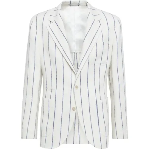Deconstructed Pinstripe Linen Jacket , male, Sizes: L, S - BRUNELLO CUCINELLI - Modalova