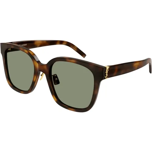 Havana/Green Sunglasses SL M105/F , female, Sizes: 55 MM - Saint Laurent - Modalova
