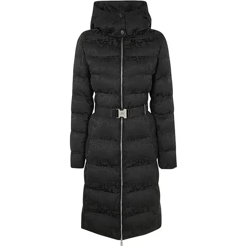 Schwarze Jacke mit Abnehmbarer Kapuze und Elastischem Gürtel , Damen, Größe: M - Elisabetta Franchi - Modalova