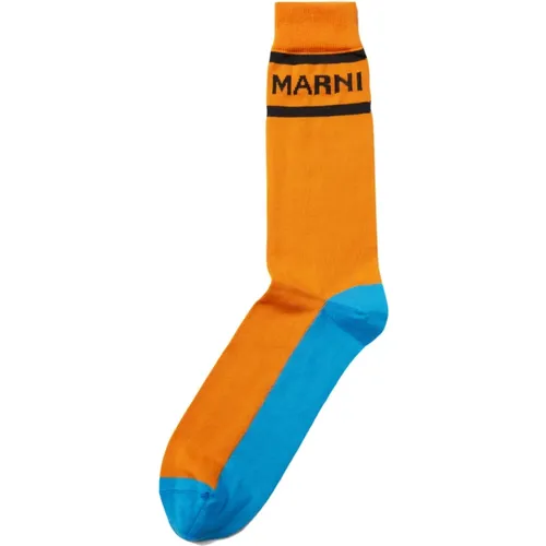 Intarsia Logo Socks , male, Sizes: L - Marni - Modalova