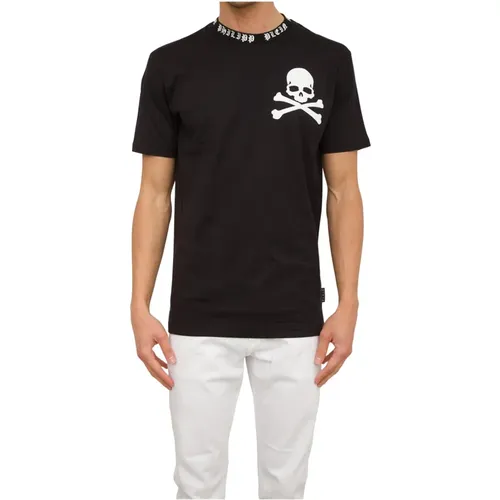 Skull&Bones Rundhals T-shirt Schwarz , Herren, Größe: S - Philipp Plein - Modalova