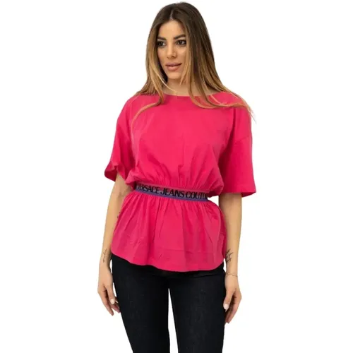 Elevate Your Casual Wardrobe with this Sleeve T-Shirt , female, Sizes: M - Versace Jeans Couture - Modalova