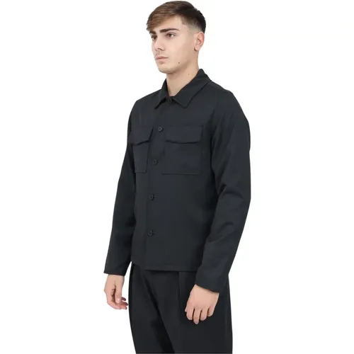 Schwarzes Langarmhemd Casual Chic , Herren, Größe: L - GOLDEN CRAFT - Modalova