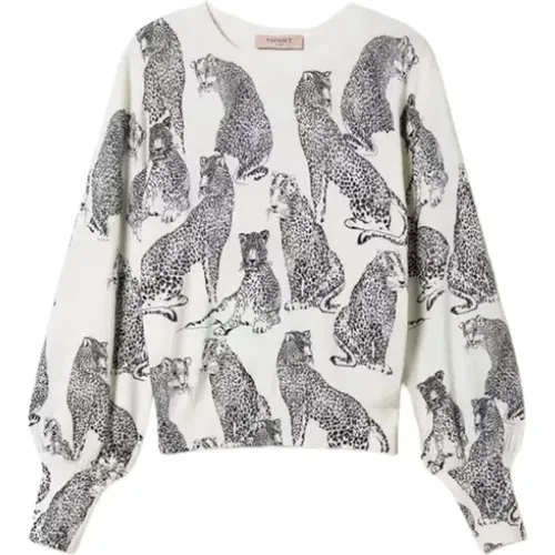 Sweater mit Jaguar-Print , Damen, Größe: M - Twinset - Modalova