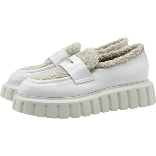 Storm Grey Loafers with Wool Lining , female, Sizes: 4 UK, 7 UK, 8 UK, 5 UK, 6 UK - Voile blanche - Modalova