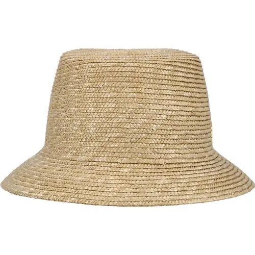 Straw Bucket Hat with Cassandre Pin , female, Sizes: 56 CM - Saint Laurent - Modalova